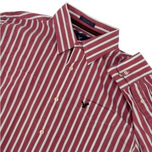 American Eagle Outfitters Shirt XL Men Red White Stripe Button Down Vintage fit